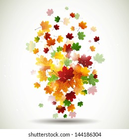 Vector Illustration of an Autumn Background with Leafs