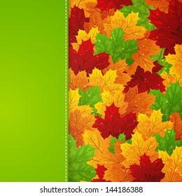 Vector Illustration of an Autumn Background with Leafs