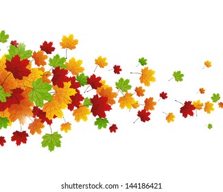 Vector Illustration of an Autumn Background with Leafs