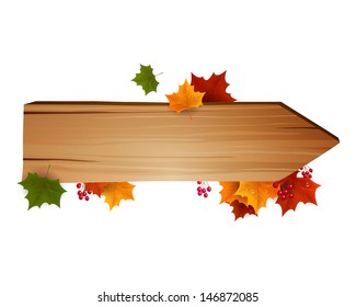 Vector Illustration of an Autumn Background with Leafs