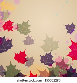 Vector Illustration of an Autumn Background with Leafs