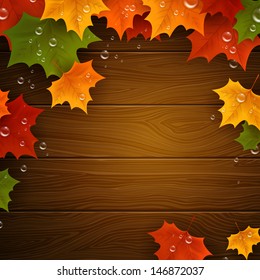 Vector Illustration of an Autumn Background with Leaves 