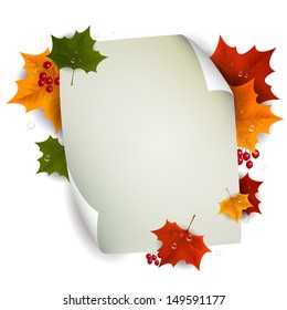 Vector Illustration of an Autumn Background with Leaves