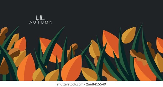 Ilustração vetorial. Fundo de outono, outono deixa banner, capa. Design moderno, olá, outono.