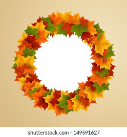 Vector Illustration of an Autumn Background with Maple Leaves