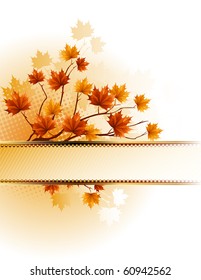 Vector illustration - autumn background with maple branch