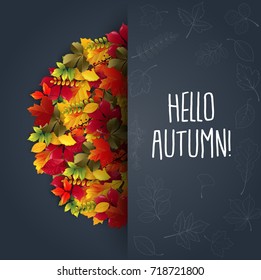 Vector illustration of Autumn background with maple leaves