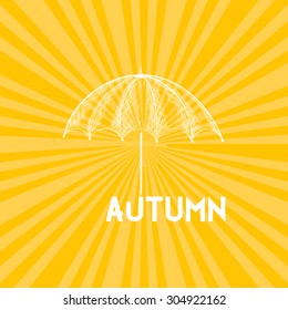 Vector illustration of Autumn background -  sample text, umbrella, typography