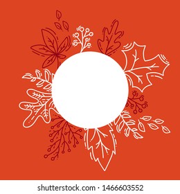 Vector illustration autumn background, tree leaves, orange backdrop, design for fall season banner, poster or thanksgiving day greeting card, festival invitation art style