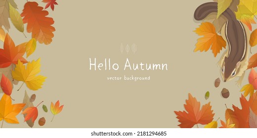 Vector illustration of autumn banner background with copy space. Fall landscape concept.