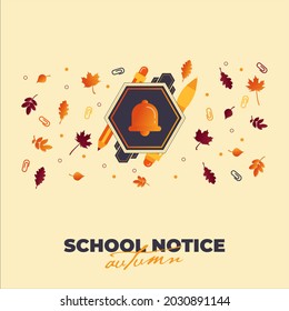 Vector illustration, autumn bell, school and autumn notice.