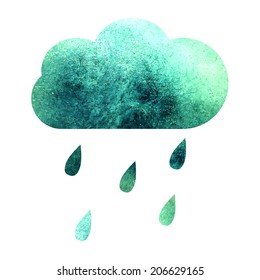 Vector Illustration of Autumn Blue Cloud for Design, Background, Web Site. Vintage Watercolor Icon of Weather on Backdrop