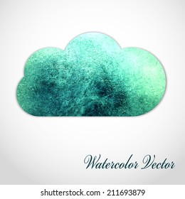 Vector Illustration of Autumn Blue Cloud for Design, Background, Web Site. Vintage Watercolor Icon of Weather on Backdrop