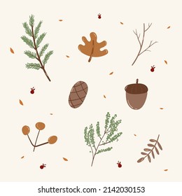 Vector illustration autumn. Bouquet . Hand-painted. Isolated background.