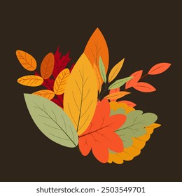 Vector illustration. Autumn bouquet, autumn leaves. Modern design. Design element, isolated vector. Cozy autumn.