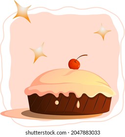 vector illustration autumn cherry pie