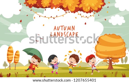 Vector Illustration Of Autumn Children