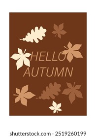 Ilustración vectorial. Concepto de otoño. Cartel con hojas e inscripción. Ideal para envolver regalos, Fondos de pantalla y protectores de pantalla.