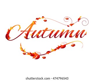 Vector Illustration of an Autumn Design with Autumnal Branch 