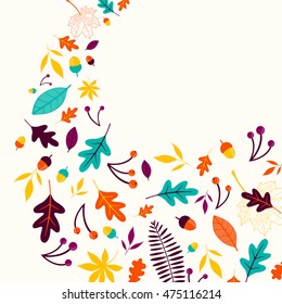Vector Illustration of an Autumn Design with Autumnal Leaves