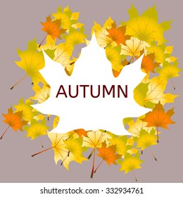 Vector Illustration of an Autumn Design with border and leaves background