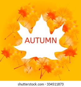Vector Illustration of an Autumn Design with border and leaves background