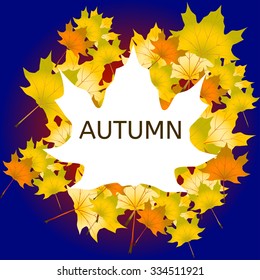Vector Illustration of an Autumn Design with border and leaves background