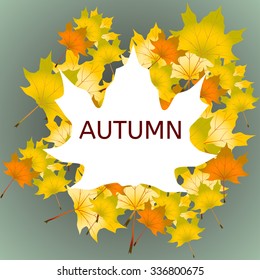 Vector Illustration of an Autumn Design with border and leaves background
