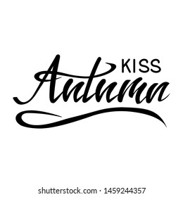 Vector illustration with autumn design and moden brush lettering. Design element for creative concept and other use.EPS10