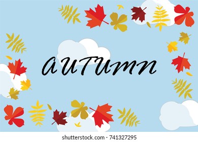 Vector illustration Autumn falling leaves. Autumnal foliage fall. Autumn design. Templates for placards, banners, flyers, presentations, reports.