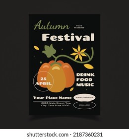 Vector Illustration of Autumn Festival Flyer, Poster