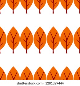 Vector illustration. Autumn flat tree isolated on white background. Seamless pattern.