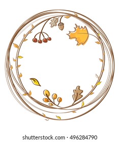 Vector illustration of an autumn floral circle for simple text