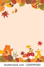 Vector illustration of autumn food and leaves background.