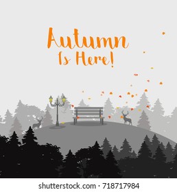 Vector illustration of Autumn forest landscape