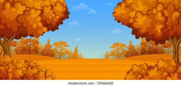 Vector illustration of Autumn forest landscape