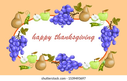 Vector illustration of autumn fruits dedicated to thanksgiving in cartoon style