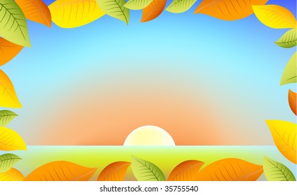 Vector illustration. Autumn in gold.