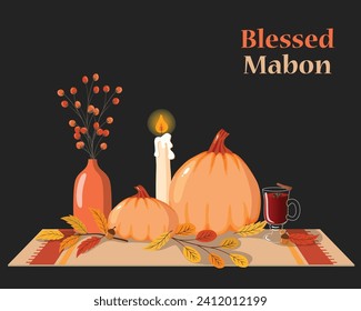 Vector illustration of the autumn harvest pagan holiday Mabon