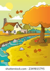 vector illustration of autumn landscape