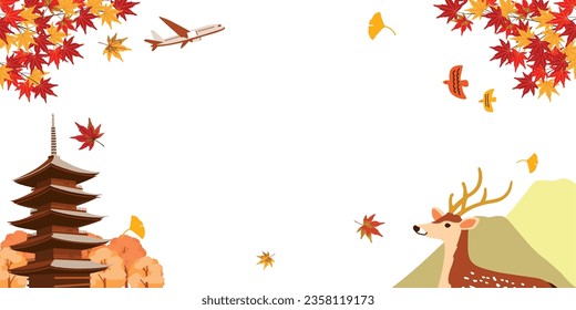 Vector illustration of Autumn landscape. Autumn Travel Image Illustration.