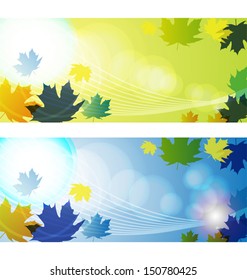 vector illustration of 	autumn leaf background