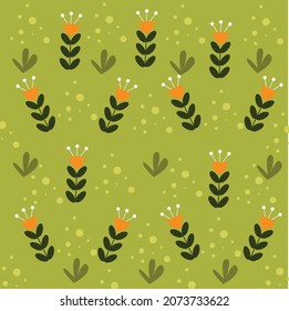 Vector illustration of autumn leaf background pattern graphic on green background