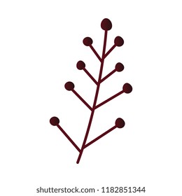 Vector illustration of autumn leaf or berry branch isolated on white background. Brown fall tree foliage - decorative element for seasonal natural design in flat gradient style.