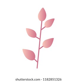 Vector illustration of autumn leaf branch isolated on white background. Pink gradient tree or flower foliage in flat style - bright decorative floral element for natural seasonal design.