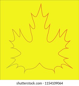 Vector illustration of autumn leaf. Bright cool design on a yellow background. Leaf maple. Multicolored gradient.