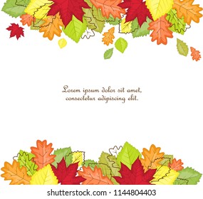 Vector illustration of autumn leaf in colors. Background of natural leaves