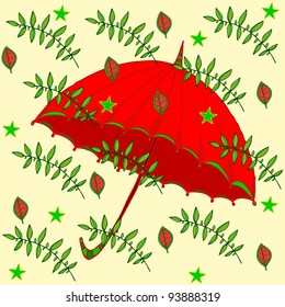 Vector illustration, autumn leaf rain, card concept.