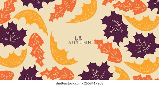 Vektorgrafik. Der Herbst hinterlässt einen Hintergrund. Hallo Herbst. Banner, Hintergrund, Cover. Modernes Design.