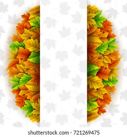 Vector illustration of Autumn leaves circle with blank banner